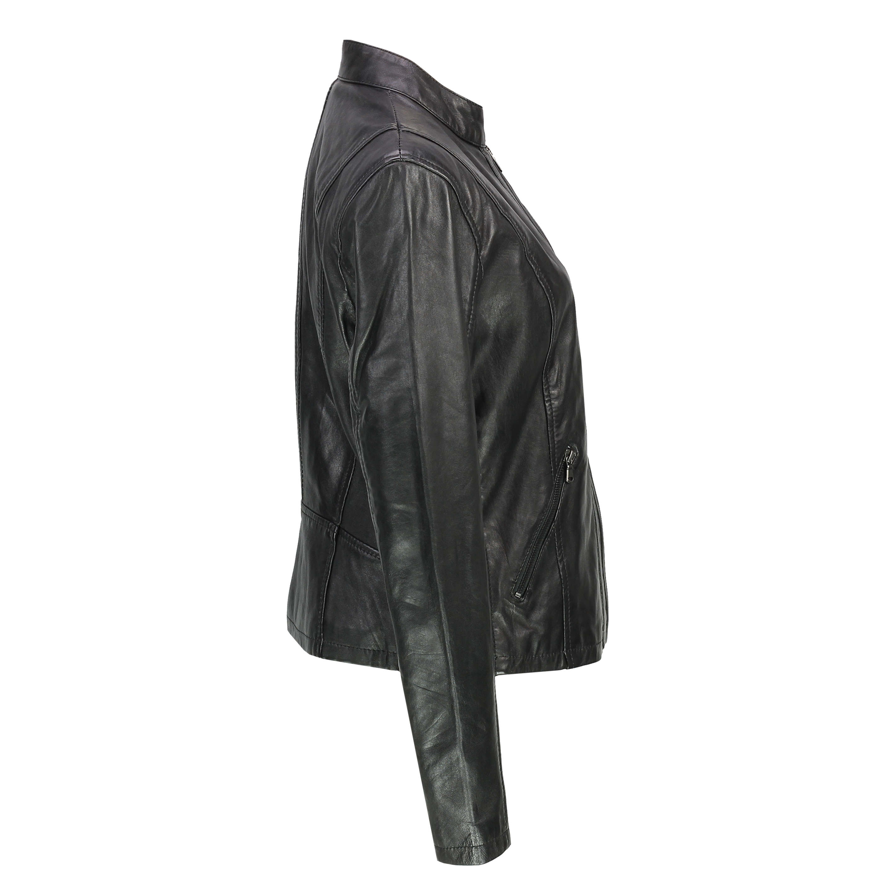 Ladies fitted leather outlet jacket uk